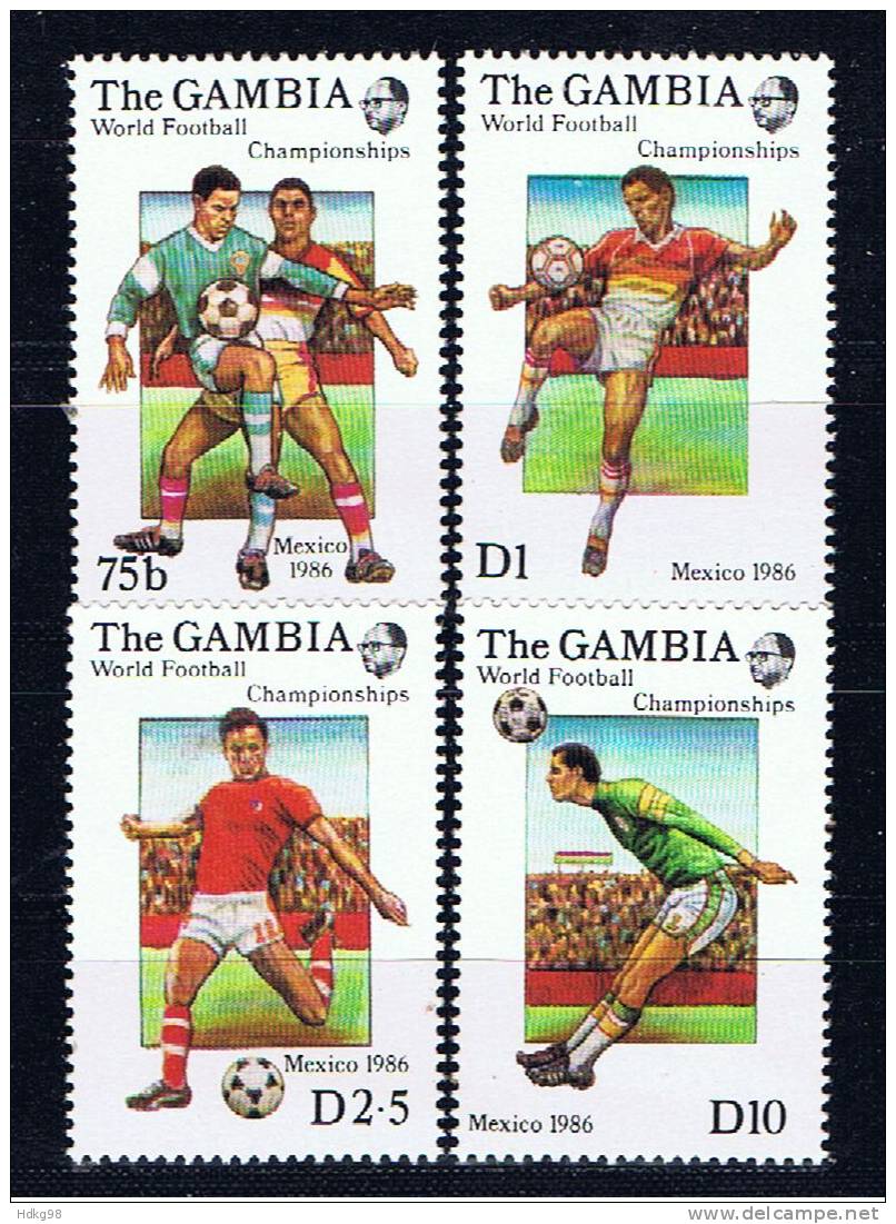 WAG Gambia 1986 Mi 621-24 Mnh Fußball-WM, Mexiko - Gambia (1965-...)