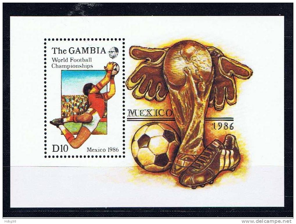 WAG Gambia 1986 Mi Bl. 23 - 625 Mnh Fußball-WM, Mexiko - Gambia (1965-...)