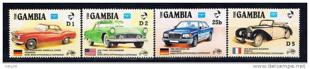 WAG Gambia 1986 Mi 626-33 Mnh AMERIPEX '86: 100 Jahre Automobil - Gambie (1965-...)