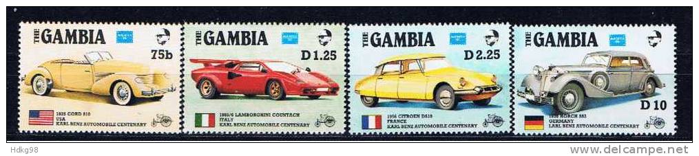 WAG Gambia 1986 Mi 626-33 Mnh AMERIPEX '86: 100 Jahre Automobil - Gambia (1965-...)