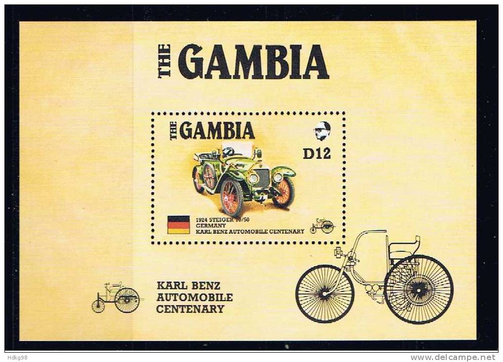 WAG Gambia 1986 Mi Bl. 25 - 635 Mnh AMERIPEX ´86: 100 Jahre Automobil - Gambia (1965-...)