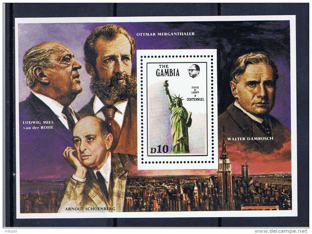 WAG+ Gambia 1986 Mi Bl. 26 - 640 Mnh 100 Jahre Freiheitsstatue - Gambia (1965-...)