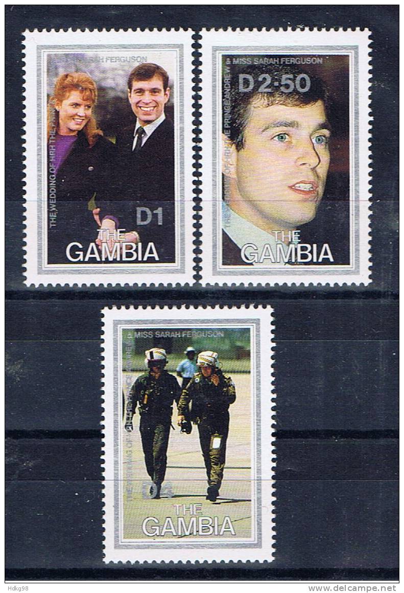 WAG+ Gambia 1986 Mi 641-43 Mnh Hochzeit Prinz Andrew Und Sarah Ferguson - Gambie (1965-...)