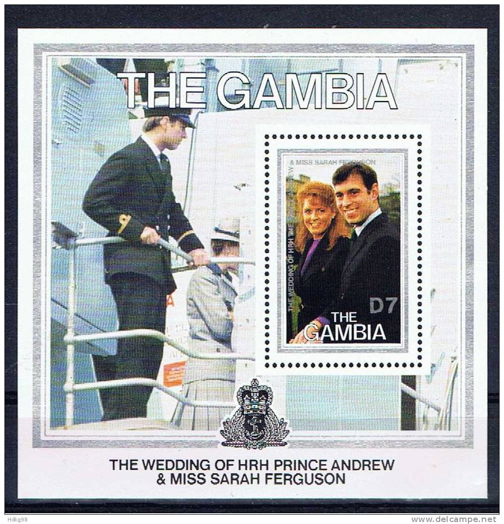 WAG+ Gambia 1986 Mi Bl. 27 - 644 Mnh Hochzeit Prinz Andrew Und Sarah Ferguson - Gambie (1965-...)