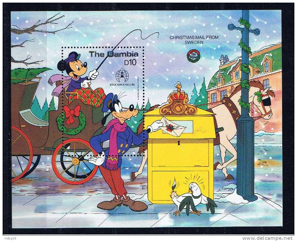 WAG+ Gambia 1986 Mi Bl. 29 - 655 Mnh Weihnachten: Disney-Figuren - Gambie (1965-...)