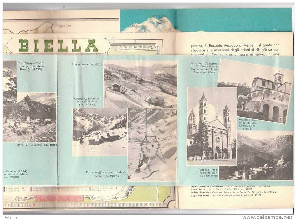 B0128 - Brochure Turistica VERCELLI-VALSESIA-BIELLA  ENIT 1954/Lago Di Viverone/Col D'Olen/Alagna/Varallo - Toerisme, Reizen