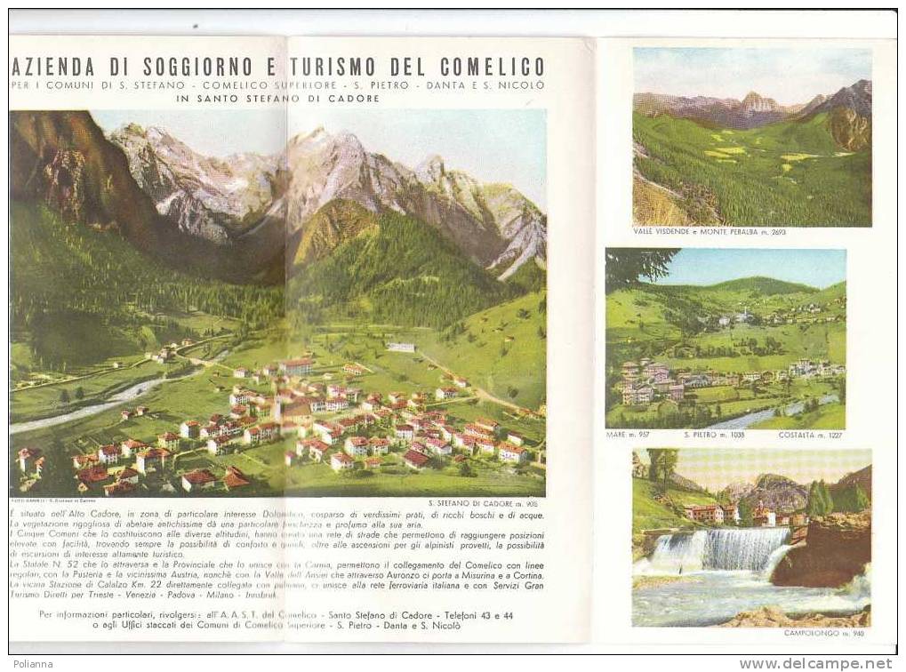 B0133 - Brochure Turistica COMELICO  Az.Aut.Sog.1954/CAMPITELLO/DANTA DI CADORE/CASAMAZZAGNO/COSTALTA/DOSOLEDO/PRESENAIO - Tourisme, Voyages