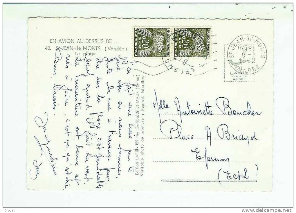 ST JEAN DES MONTS - CARTE POSTALE TAXEE - 2 TIMBRES TAXE SEULS - PEU COURANT - 1960-.... Gebraucht