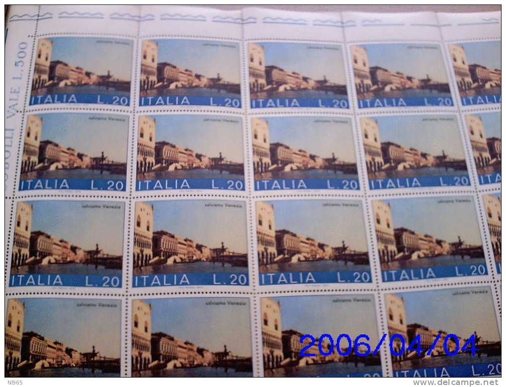 REPUBBLICA ITALIANA - ITALY - ANNO 1973 - SALVIAMO VENEZIA  -  FOGLIO INTERO ** MNH - Hojas Completas