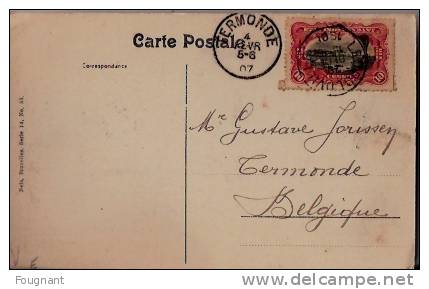 CONGO:Belge:BANANA:Vue Sur Le Fleuve.1906.Timbre N°19 Oblitéré 29-12-1906,Arrivée TERMONDE 4-fevr.07. - Kinshasa - Leopoldville (Leopoldstadt)
