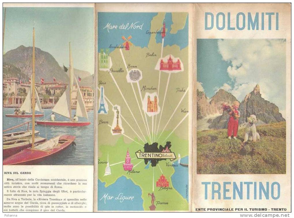 B0136 - Brochure Turistica DOLOMITI-TRENTINO EPT 1956/LEVICO/VETRIOLO/S.GIOVANNI DI POZZA/LAGO DI CALDONAZZO - Turismo, Viajes