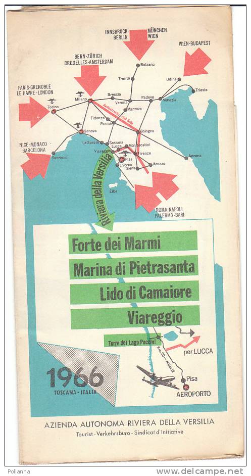 B0140 - Brochure Turistica VERSILIA-FORTE DEI MARMMI-MARINA DI PIETRASANTA-LIDO DI CAMAIORE/VIAREGGIO 1966 - Turismo, Viajes