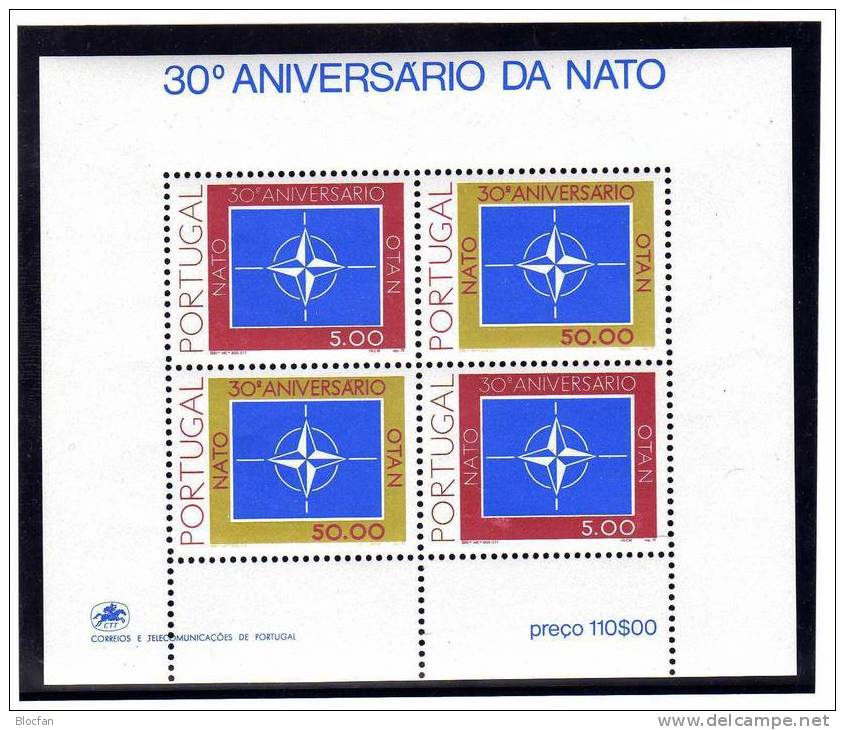 Jubiläum NATO Emblem Portugal 1439/0,4ZD,VB+Block 26 ** 20€ Emblem Im Rahmen M/s Military Bloc Sheet Bf EUROPA-CEPT - Collections