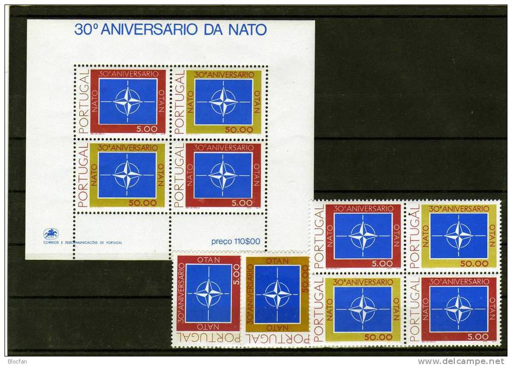 Jubiläum NATO Emblem Portugal 1439/0,4ZD,VB+Block 26 ** 20€ Emblem Im Rahmen M/s Military Bloc Sheet Bf EUROPA-CEPT - Collections