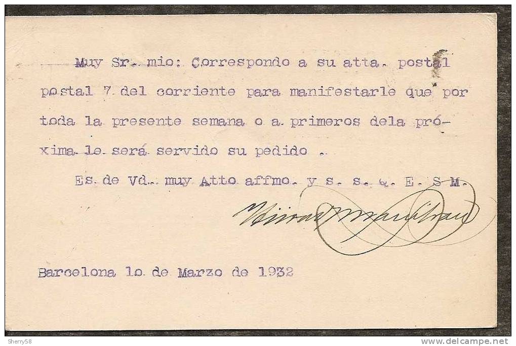 1931-T.Ps.-ED.61-HABILITA     CIÓN  REPUBLICA -DE BARCELONA  A CALATAYUD-10MAR32-Mat.rod     Illo-franqueo  Suplementari - 1850-1931