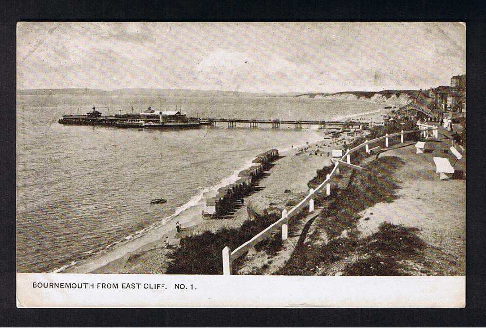 RB 570 -  Early Postcard Bournemouth From East Cliff - Pier & Paddlesteamer Ship - Dorset - Bournemouth (from 1972)