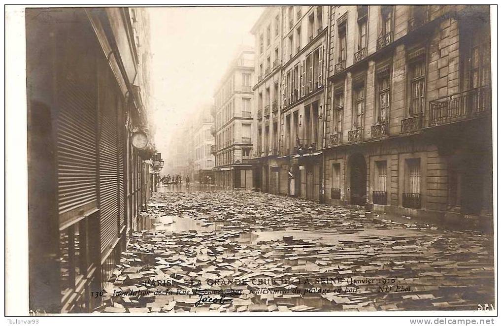 PARIS INONDE - CRUE DE LA SEINE - JANVIER 1910 - INONDATION DE LA RUE JACOB - CARTE BROMURE - Inondations De 1910