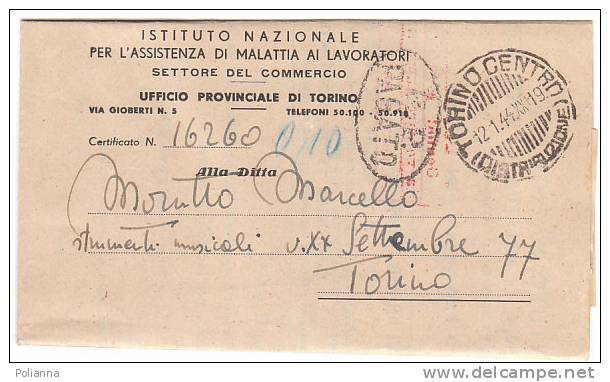 A0412 - Stampa Pagato 10 Cent. Scritto A Mano X Mancanza Di Francobolli  VG 12-11-1944 - Marcophilia