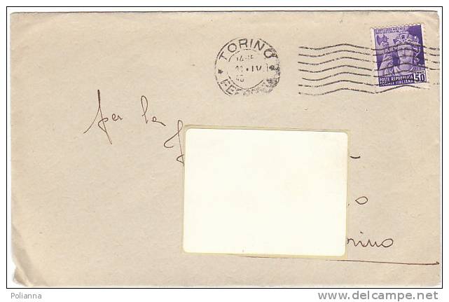 A0416 - 50 Cent.Mon.distrutti Su Lettera  VG Torino 11-04-1945 - Marcophilie