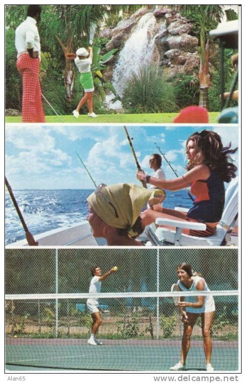 Tennis Deep Sea Fishing Golf, On Bahamas 1970s Vintage Postcard - Tennis