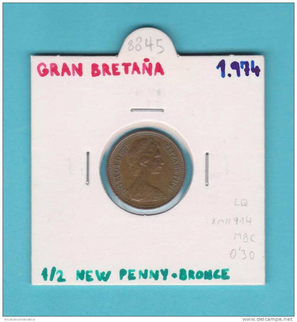 GRAN  BRETAÑA   1/2  NEW PENNY  1.974  BRONCE  KM#914   MBC/VF   DL-8845 - 1/2 Penny & 1/2 New Penny