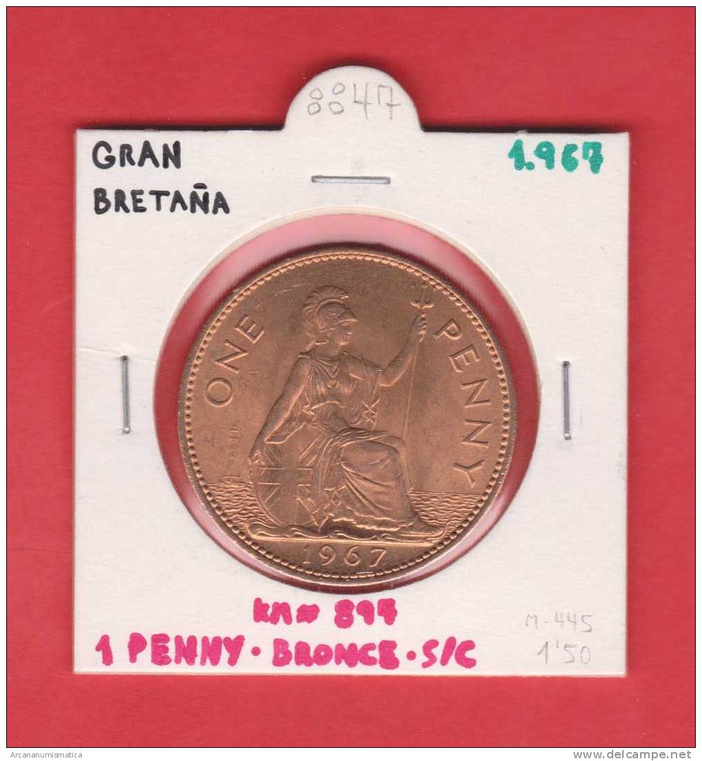 GRAN  BRETAÑA   1   PENNY  1.967  BRONCE  KM#897   SC/UNC   DL-8847 - 1 Penny & 1 New Penny