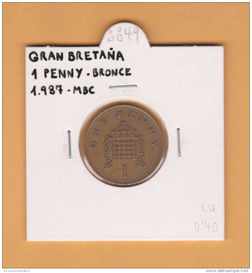 GRAN  BRETAÑA   1   PENNY  1.987  BRONCE  KM#915   MBC/VF   DL-8849 - 1 Penny & 1 New Penny