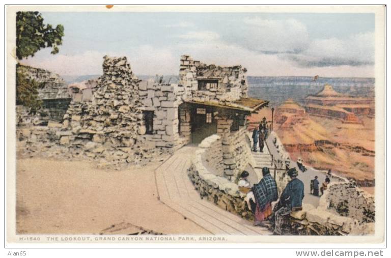 Grand Canyon ´The Lookout´, On Fred Harvey Detroit Publishing C1910s/20s Vintage Postcard - USA National Parks