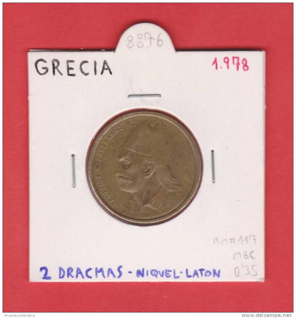 GRECIA  2  DRACMAS  1.978  NIQUEL  LATON   KM#117    MBC/VF      DL-8876 - Grecia