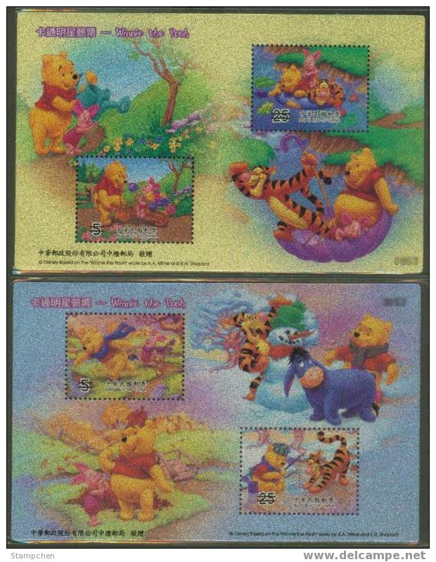 Silver Foil 2006 Cartoon Stamps S/s -Winnie The Pooh Snowman Bridge Boat River Unusual - Kikkers