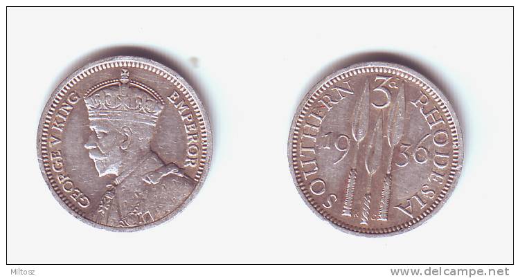 Southern Rhodesia 3 Pence 1936 King George V - Rhodesien