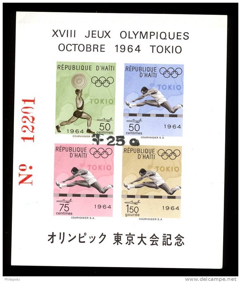 Bloc Jeux Olympique TOKIO 1964   25 X Yvert 23** Cote 12,50 E  Soit Total 312 Euros à 9%       Scott CB54a - Haití