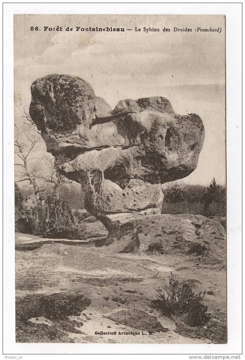 FRANCE - FORET De FONTAINEBLEAU, Le Sphinx Des Druides, Old Postcard - Dolmen & Menhirs