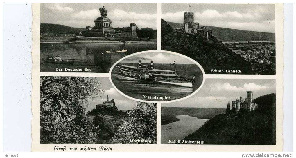 Grus Vom Schonen Rhein Rheindampfer Schlob Lahneck Das Deutsche Eck Schlob Stolzenfels Marksburg Germany - Rheingau