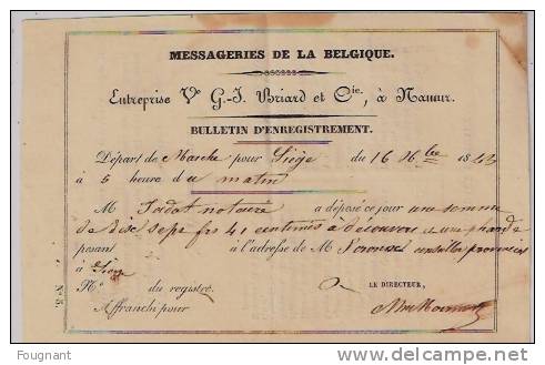 BELGIQUE : :1843:Précurseur:LIEGE pour MARCHE.Oblit. LIEGE double cercle rouge+Verso:oblit.MARCHE double cercle rouge+Me