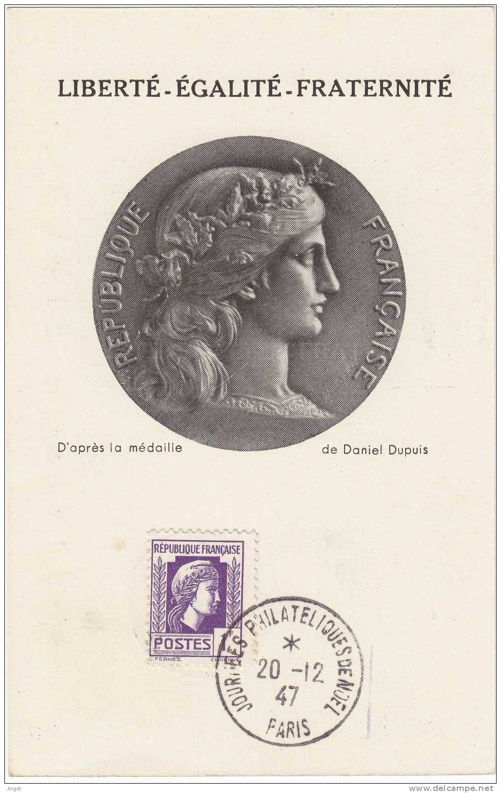 Carte-Maximum FRANCE N° Yvert 637 (Marianne De Fernez) Obl Sp Noel 20.12.47 - 1940-1949