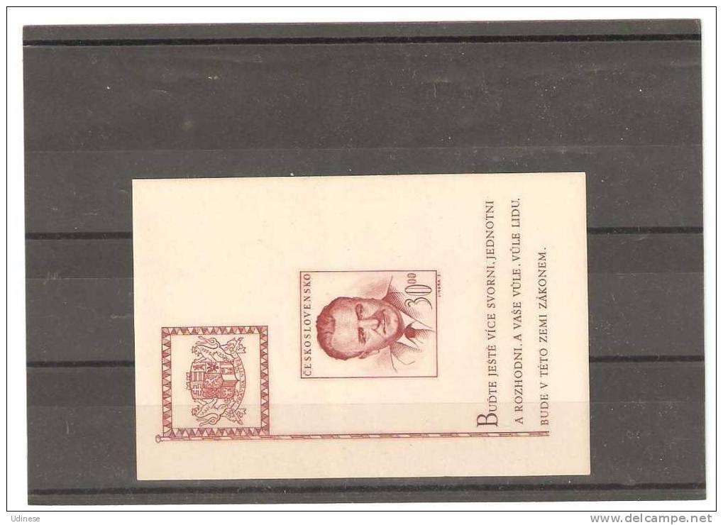 CZECHOSLOVAKIA 1948 PRESIDENT GOTTWALD -  S/S   - MNH MINT NEUF - Nuovi