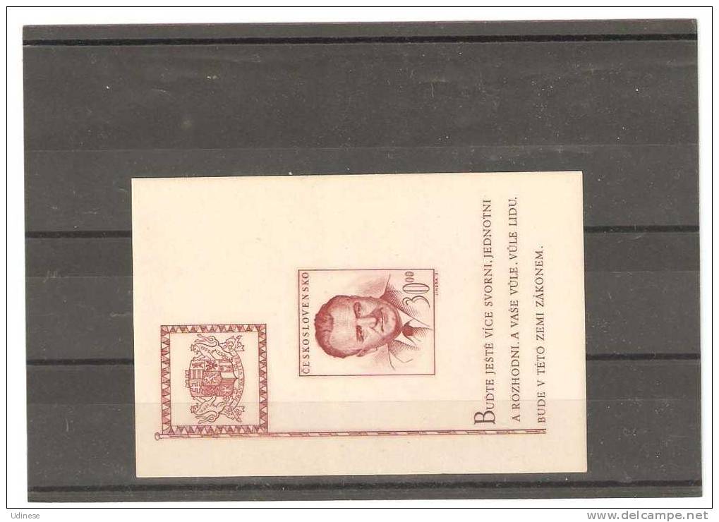 CZECHOSLOVAKIA 1948 - PRESIDENT GOTTWALD - SOUVENIR SHEET - MNH MINT NEUF NUEVO - Unused Stamps