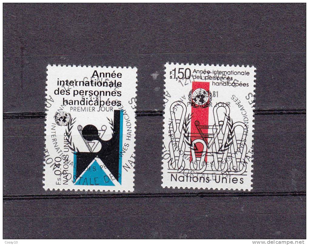 NATIONS  UNIES  GENEVE     N° 99 - 100      OBLITERATION CENTRALE     CATALOGUE  ZUMSTEIN - Oblitérés