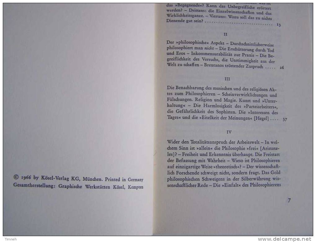 Verteidigungsrede Für Die Philosophie  Von Josef PIEPER Kösel Verlag München 1966 - Philosophy