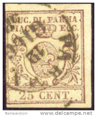 Parma #10 Used 25c Of 1857 - Parme