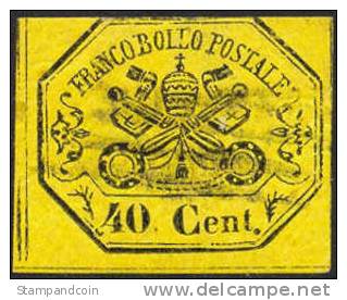 Roman States #17 Used 40c Black & Yellow Of 1867 - Etats Pontificaux