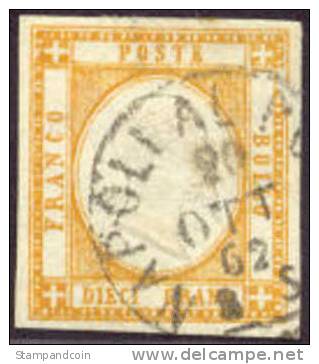 Neopolitian Provinces #25 XF Used 10g Orange From 1861 - Sicily
