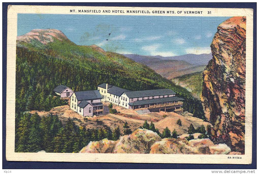 VERMONT,MT MANSFIELD AND HOTEL MANSFIELD,OLD PC 1935 - Andere & Zonder Classificatie