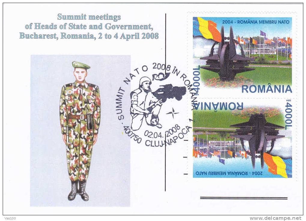 NATO - SUMMIT MEETINGS OF HEADS OF STATE AND GOVERNMENT,PC Obliteration Concordante,ROMANIA APRIL 2008. - OTAN