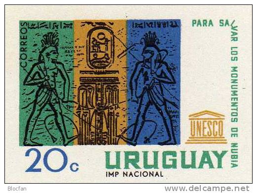 UNESCO Nubische Denkmäler 1964 Uruguay 981/3+Block 5  ** 5€ Rettet Schätze Nubien Bloque Hb Bloc Ms Art Sheet Bf America - Uruguay