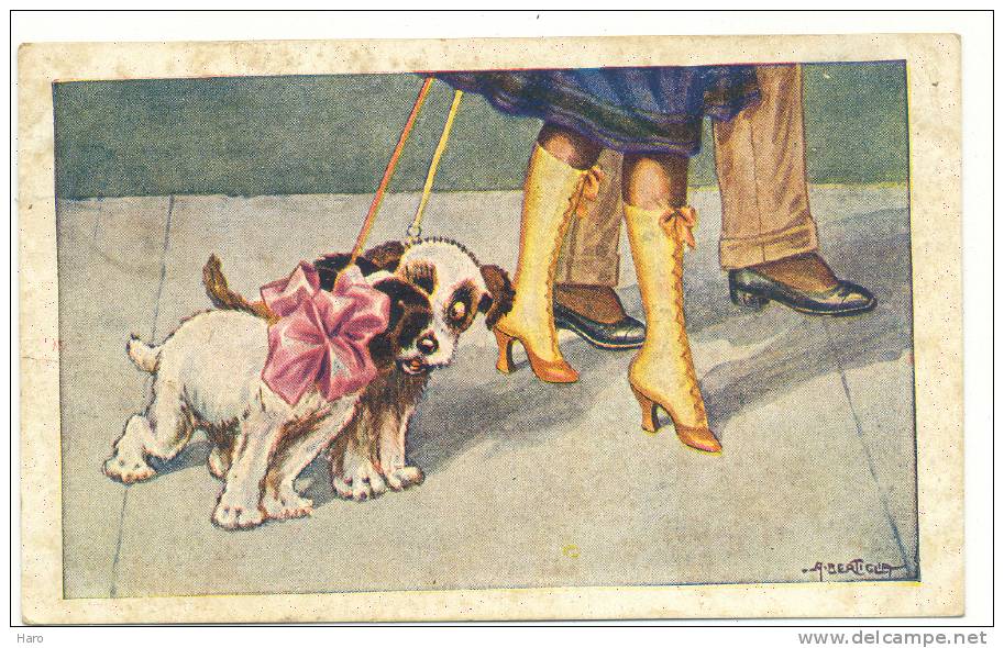 FANTAISIE - Couple D'amoureux Et Couple De Chiens - Illustrateur A. Bertiglia N° 2022-4 (553)b35 - Bertiglia, A.