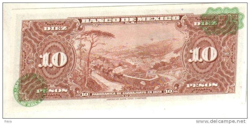 MEXICO 10 PESOS BLACK  WOMAN  FRONT LANDSCAPE BACK  DATED 8-11-1961 P58i SERIE LU  UNC READ DESCRIPTION !! - Mexico