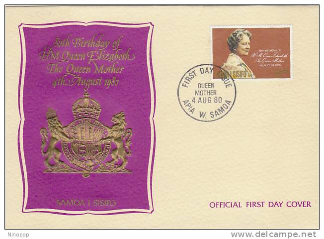 Samoa-1980 80th Birthday Queen Mother FDC - Samoa (Staat)