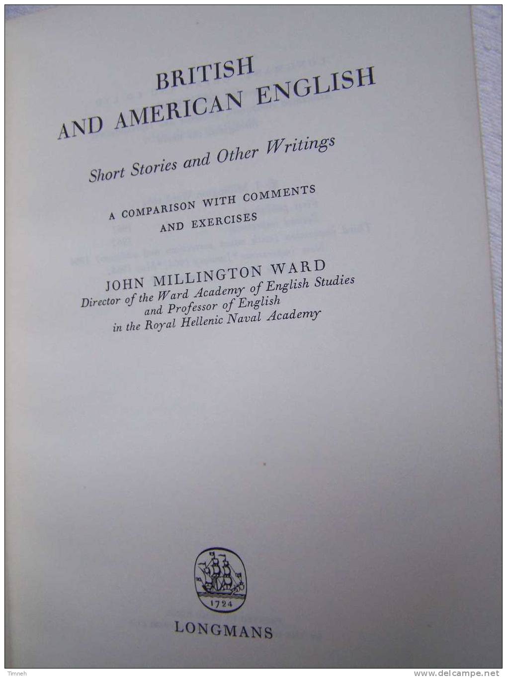 British And American English-John Millington WARD-edition Longmans-Short Stories And Other Writings - English Language/ Grammar